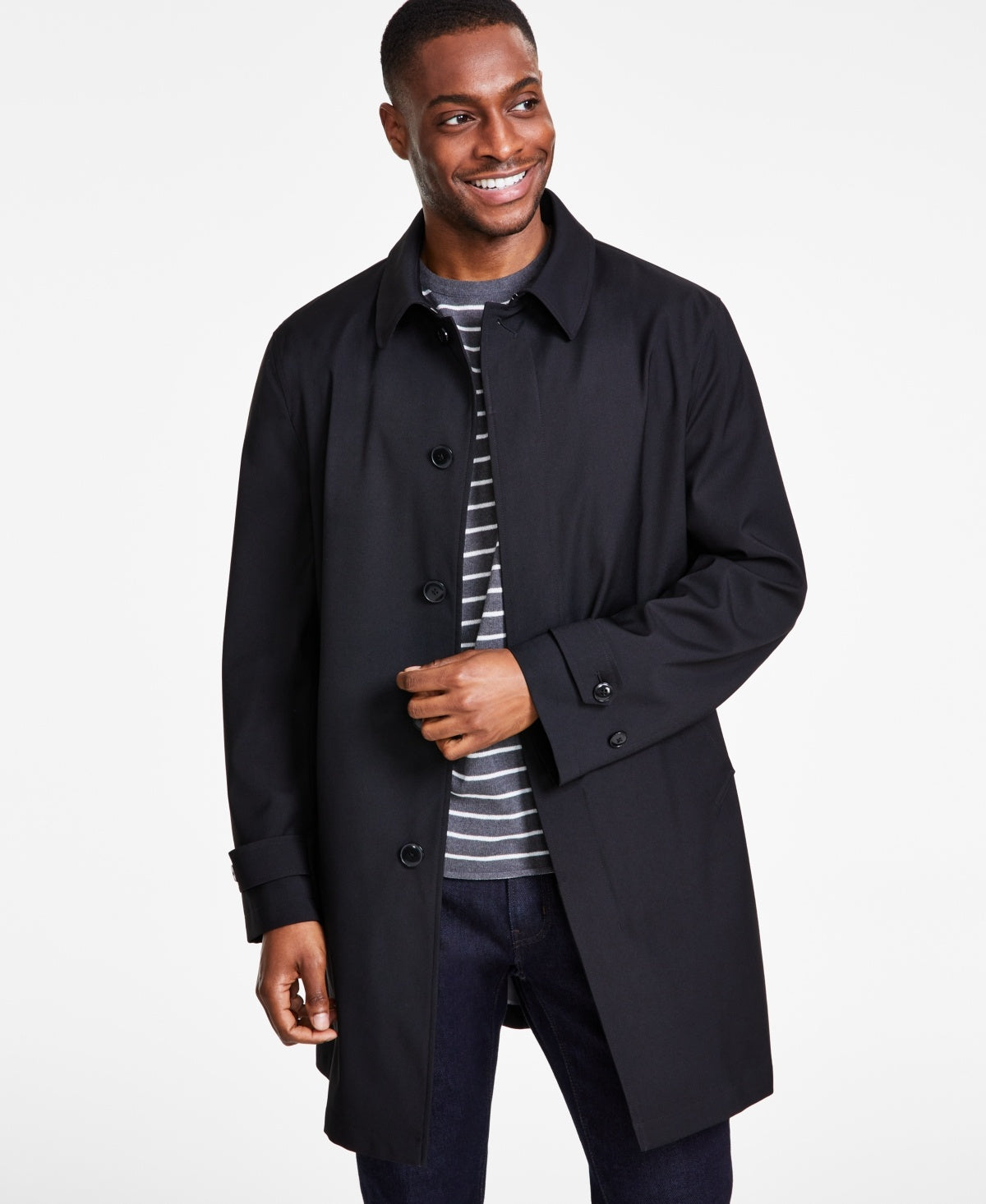Michael Kors Mens Classic fit Raincoat Coat 44 R Black Solid