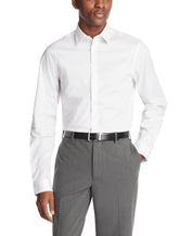 Calvin Klein Mens Slim fit Dress Shirt Large 16.5 in 34-35 White Grey Geometric