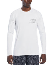 Nike Mens Regular fit Long Sleeve T-Shirt Rashguard Swimwear Large White Solid