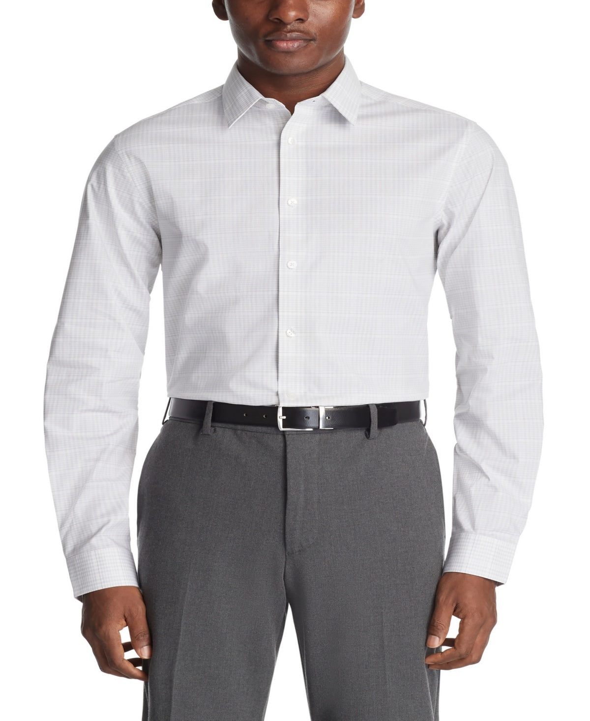 Calvin Klein Mens Slim fit Dress Shirt Medium 15.5 in 34-35 White Plaid