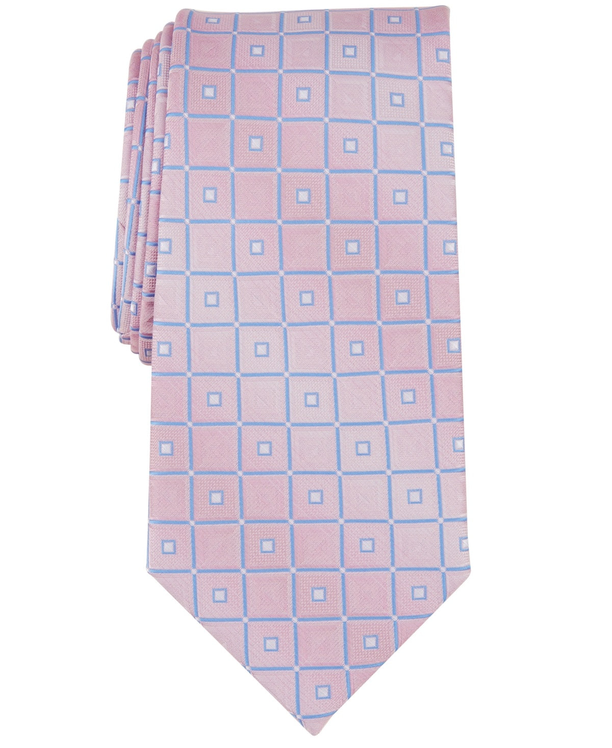 Perry Ellis Men Regular fit Tie Necktie One Size Pink Geo Tile
