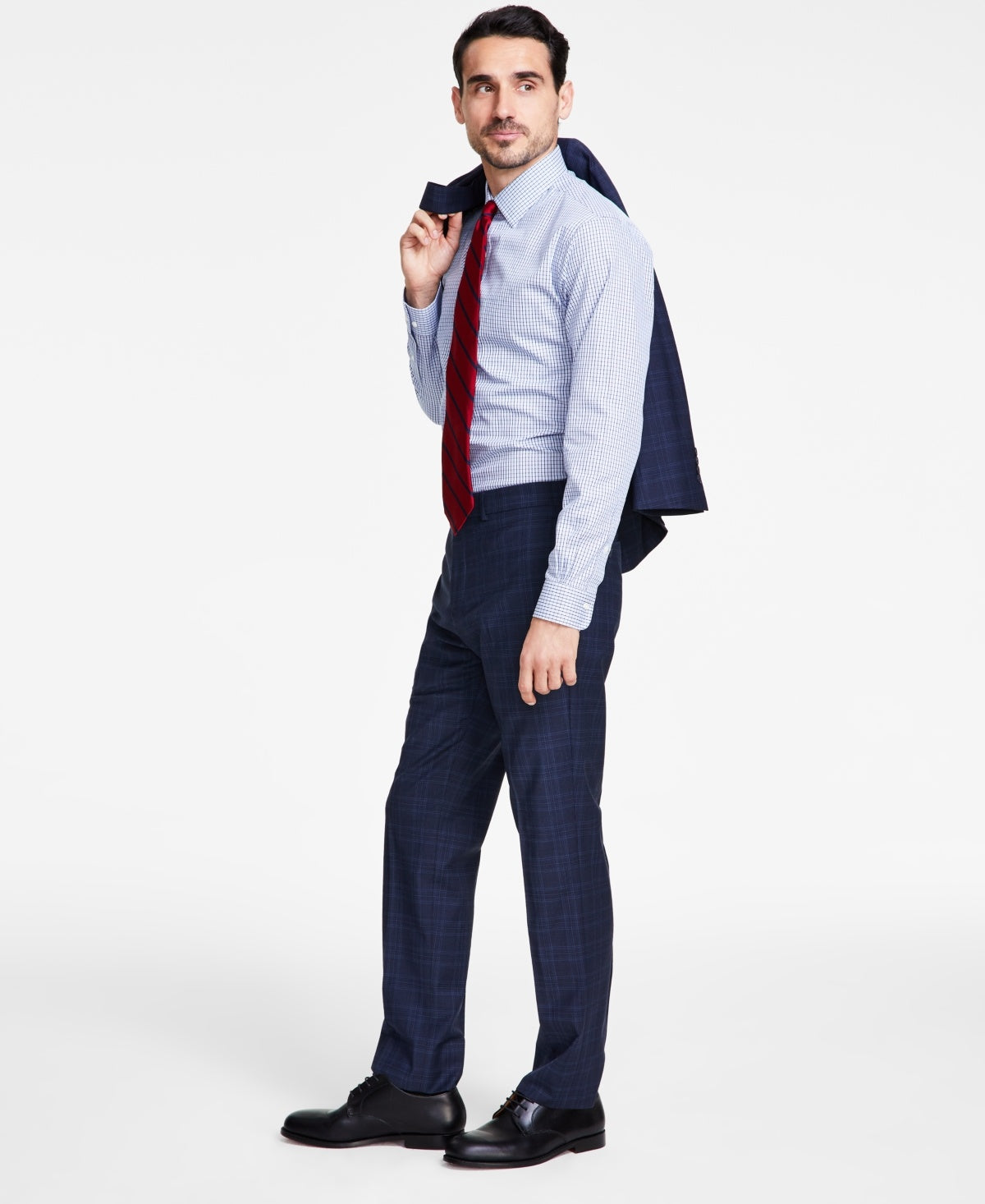 Brooks Brothers Mens Classic fit Dress Pants 36 / 32 Navy Blue Plaid Stretch