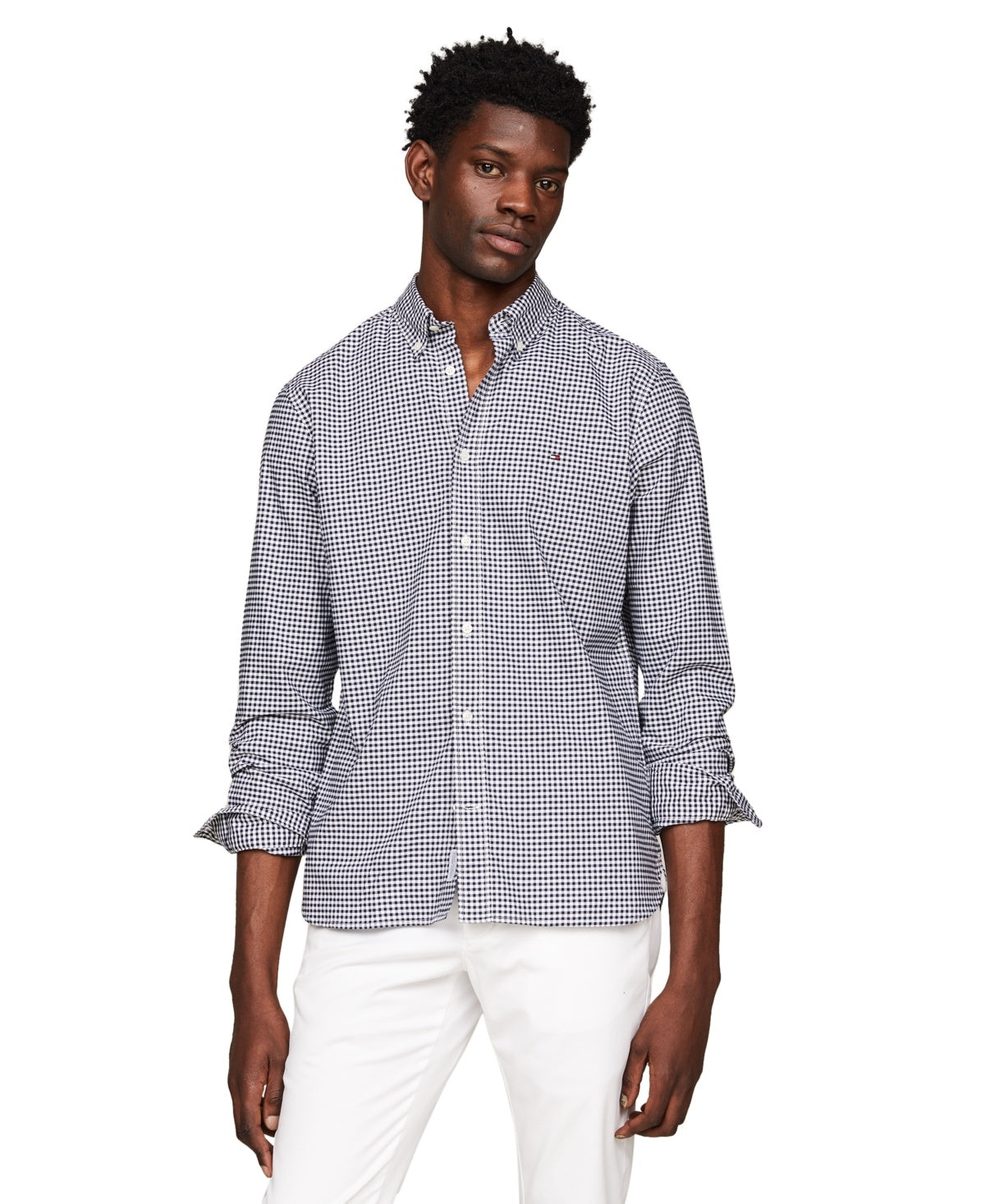 Tommy Hilfiger Mens Regular fit Long Sleeve Button-Up Shirt Small Blue Check
