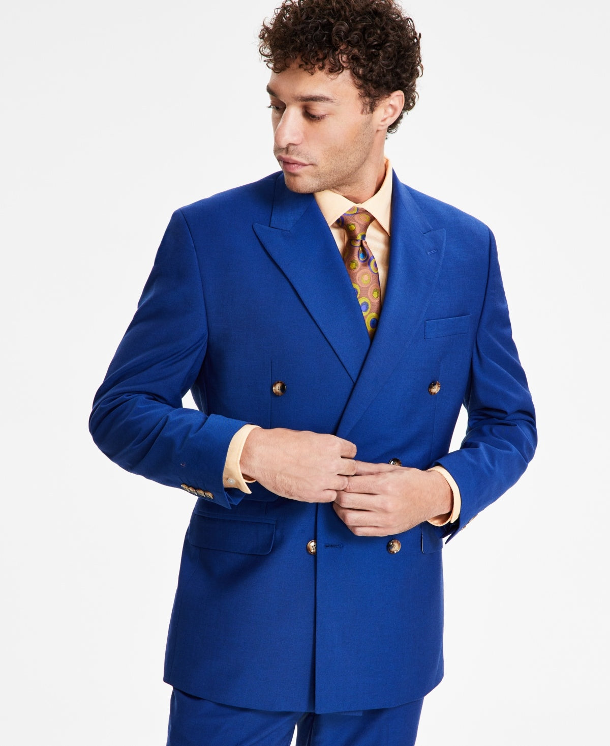 Tayion Collection Mens Regular fit Suit Jacket Blazer 42 R Blue Double Breasted