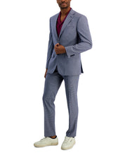 Ben Sherman Mens Slim fit 2 Piece Suit 40 R / 34 Waist Blue Check Stretch