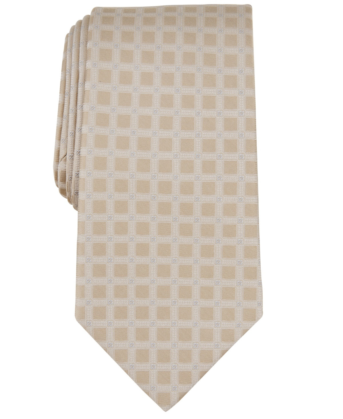 Michael Kors Mens Tie Necktie One Size Beige Squares