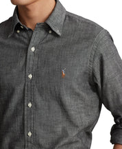 Polo Ralph Lauren Mens Classic Fit Chambray Button Down Shirt Grey Large