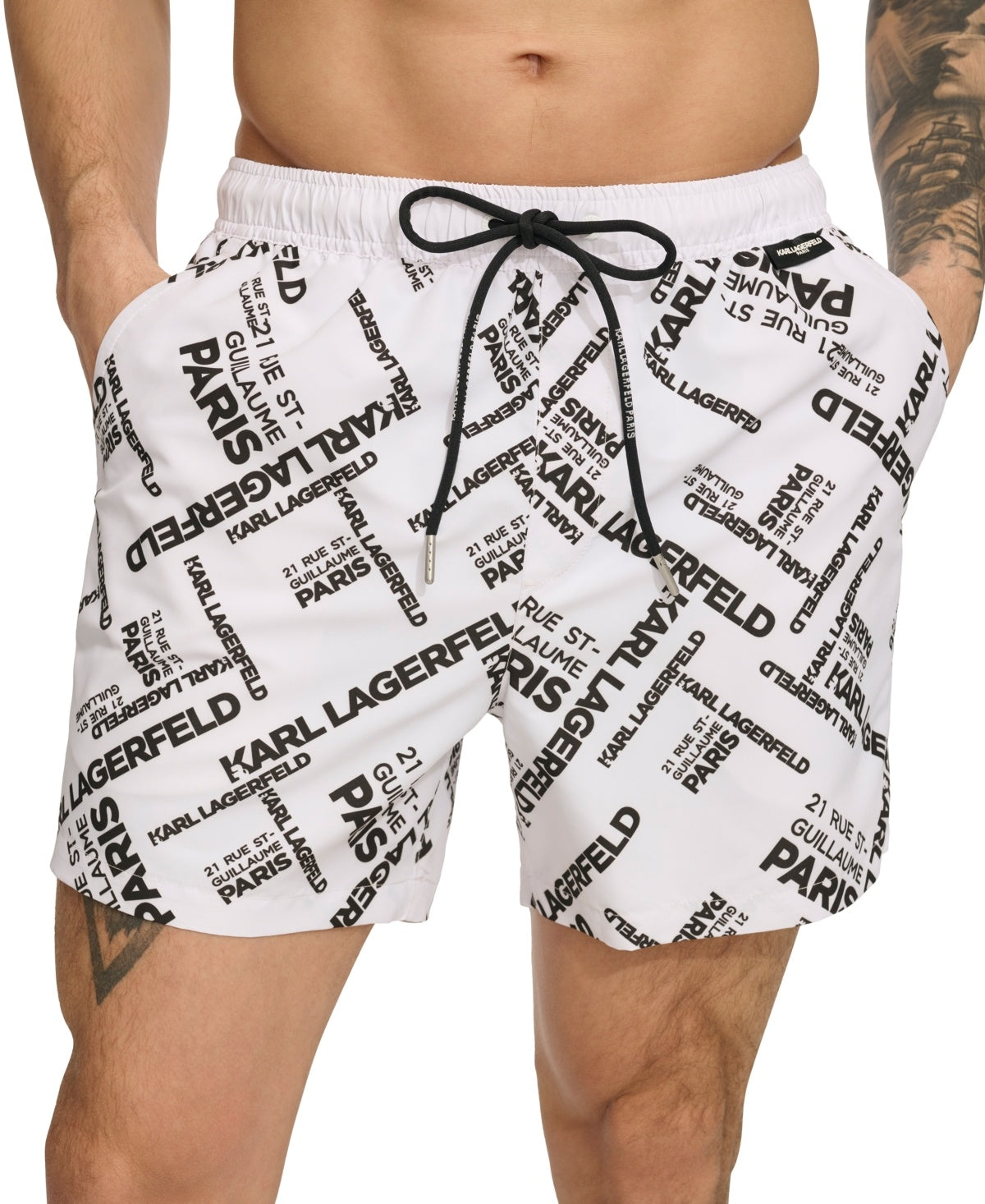 Karl Lagerfeld Paris Men Regular fit Drawstring Shorts XXL White