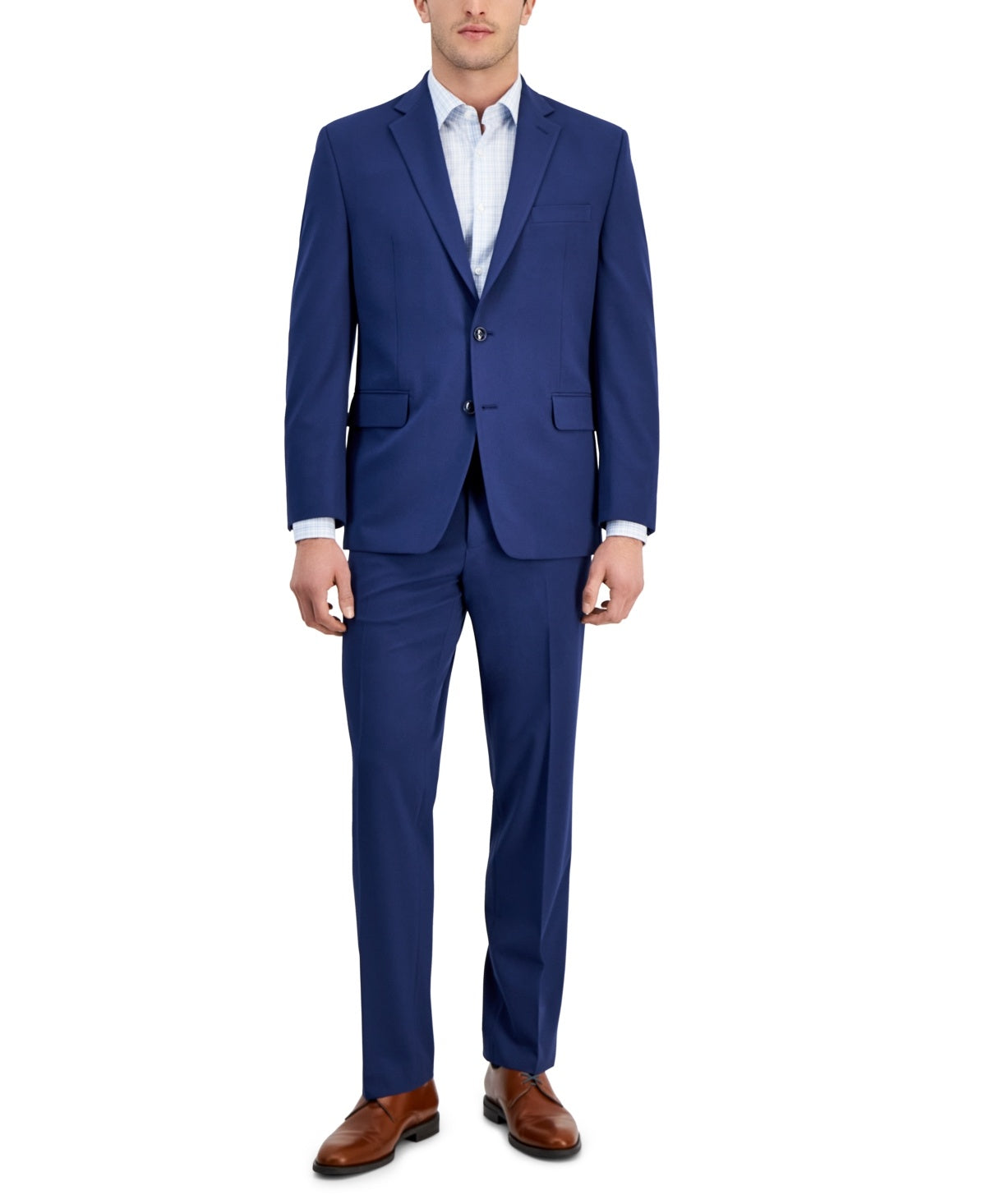 Perry Ellis Portfolio Mens Modern fit 2 Piece Suit 44 L Pants 37 / 34 Blue Solid