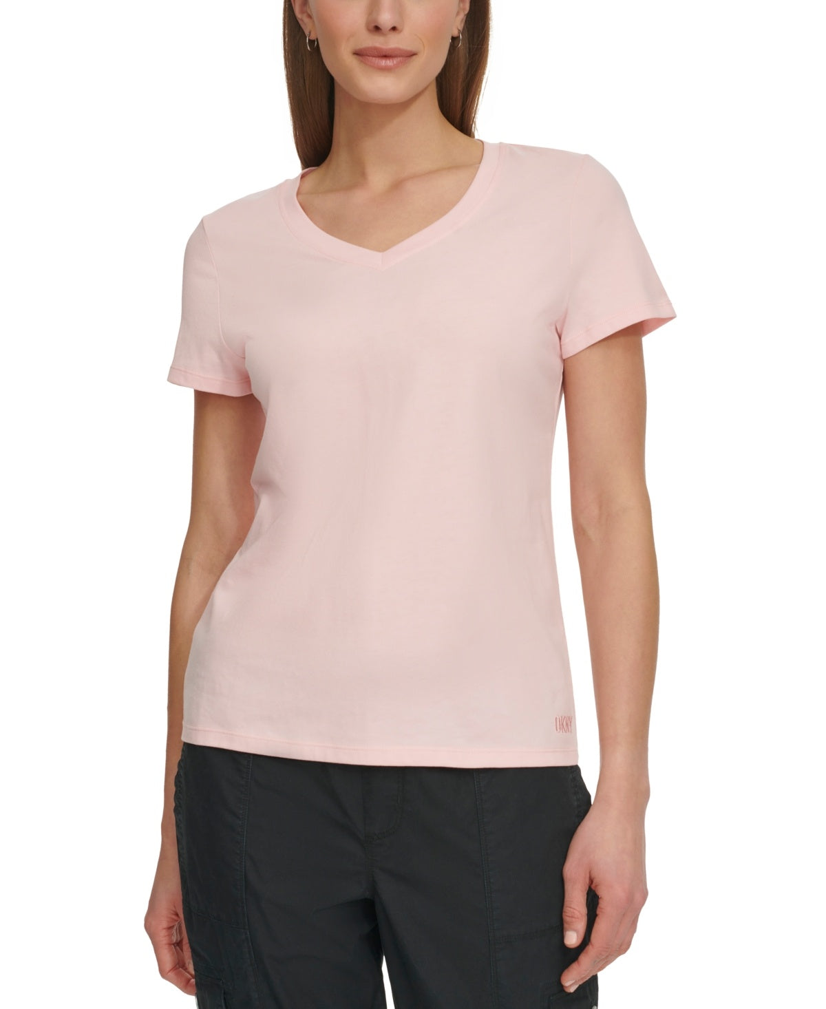 Dkny Women Regular fit Short Sleeve T-Shirt Shirt Small Pink Solid