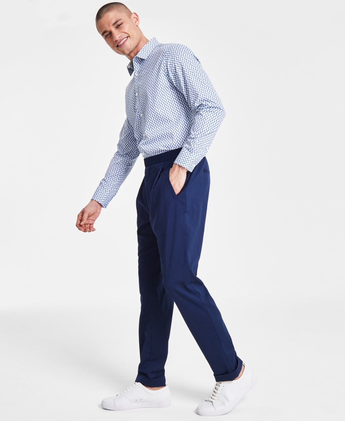 Alfani Men's Modern Fit Stretch Dress Pants Blue 30 x 30