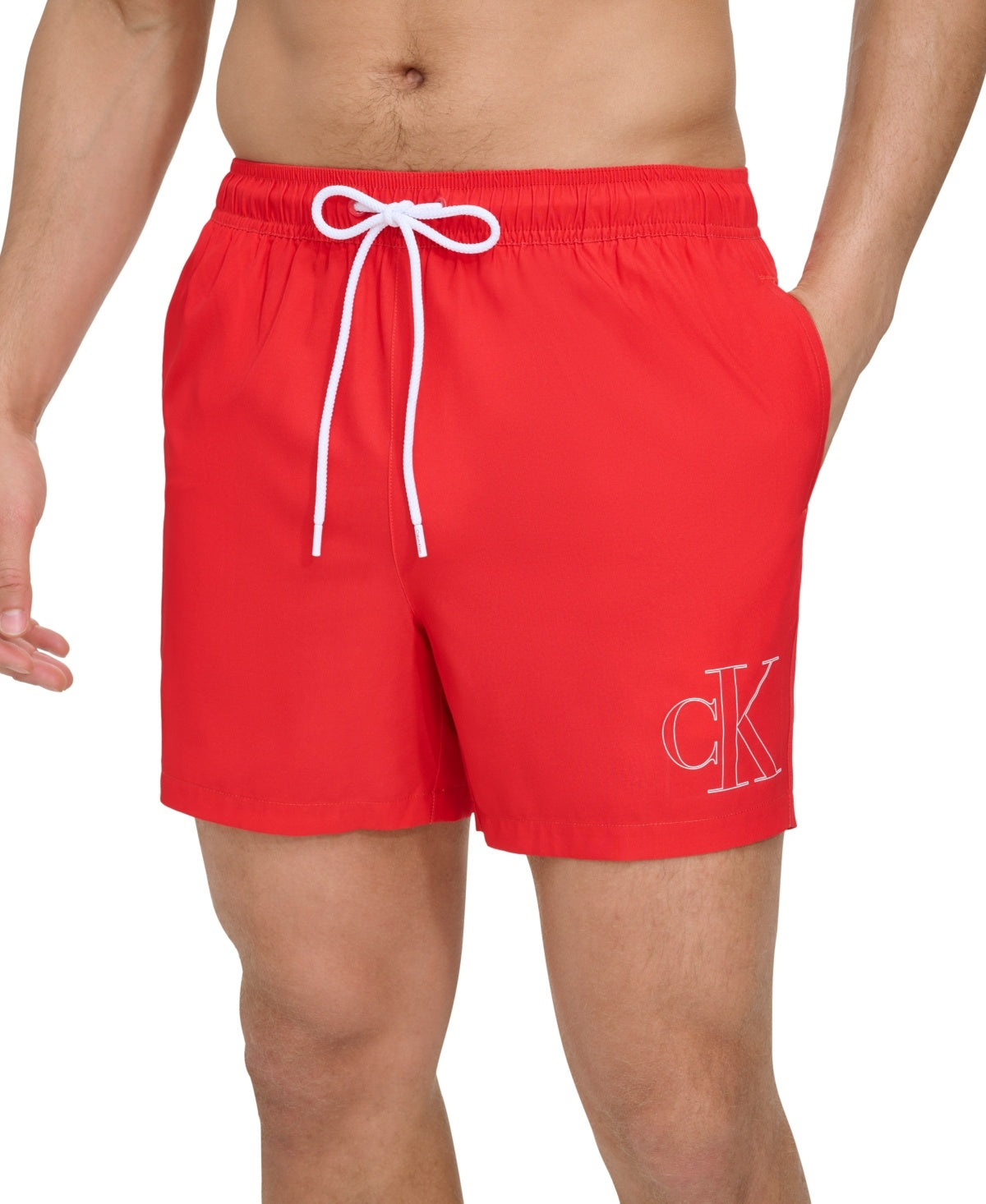 Calvin Klein Mens Regular fit Swim Trunks Swimwear XXL / 5 Inseam Red Solid