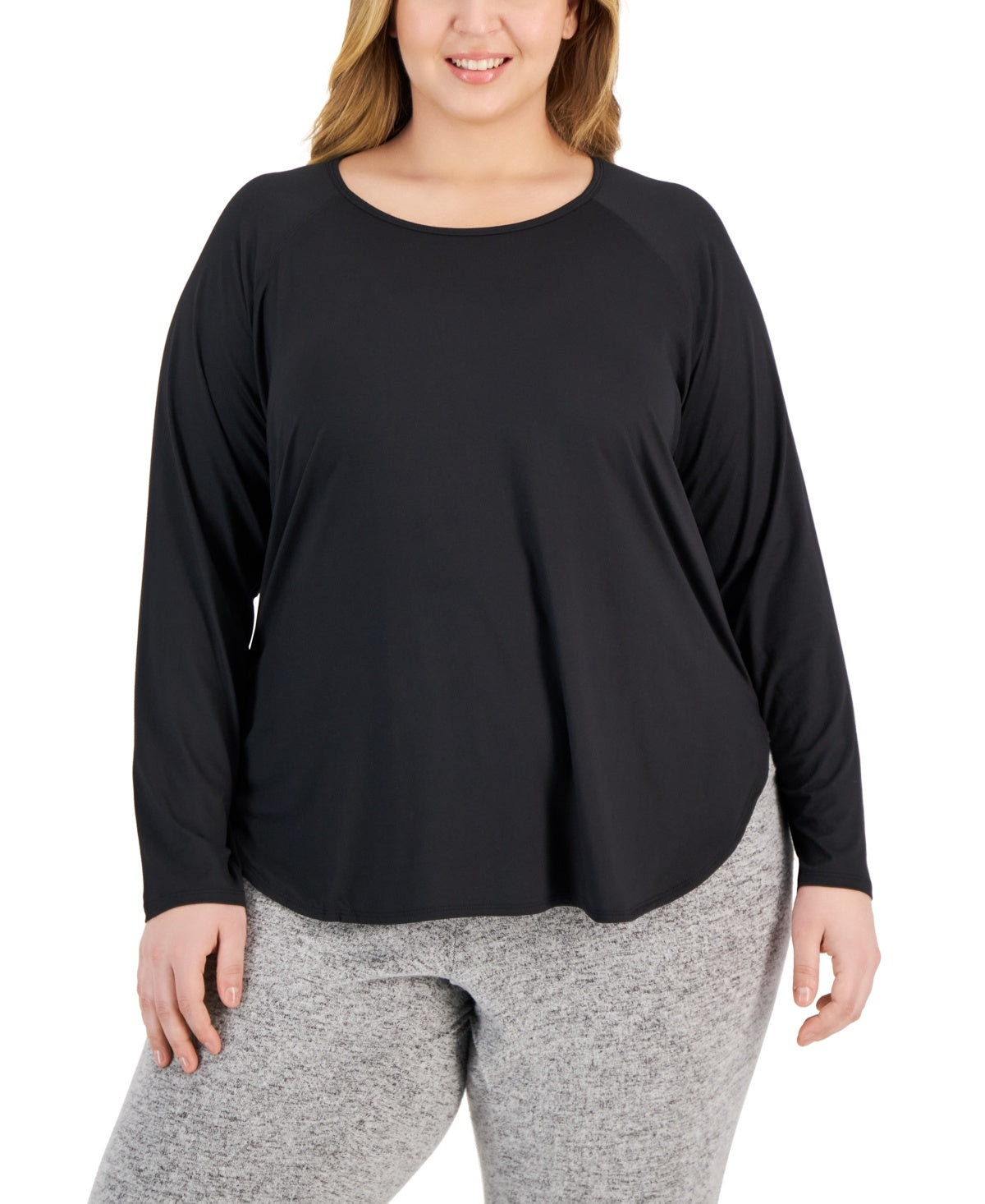 ID Ideology Womens Regular fit Long Sleeve T-Shirt Shirt 4X Black Solid
