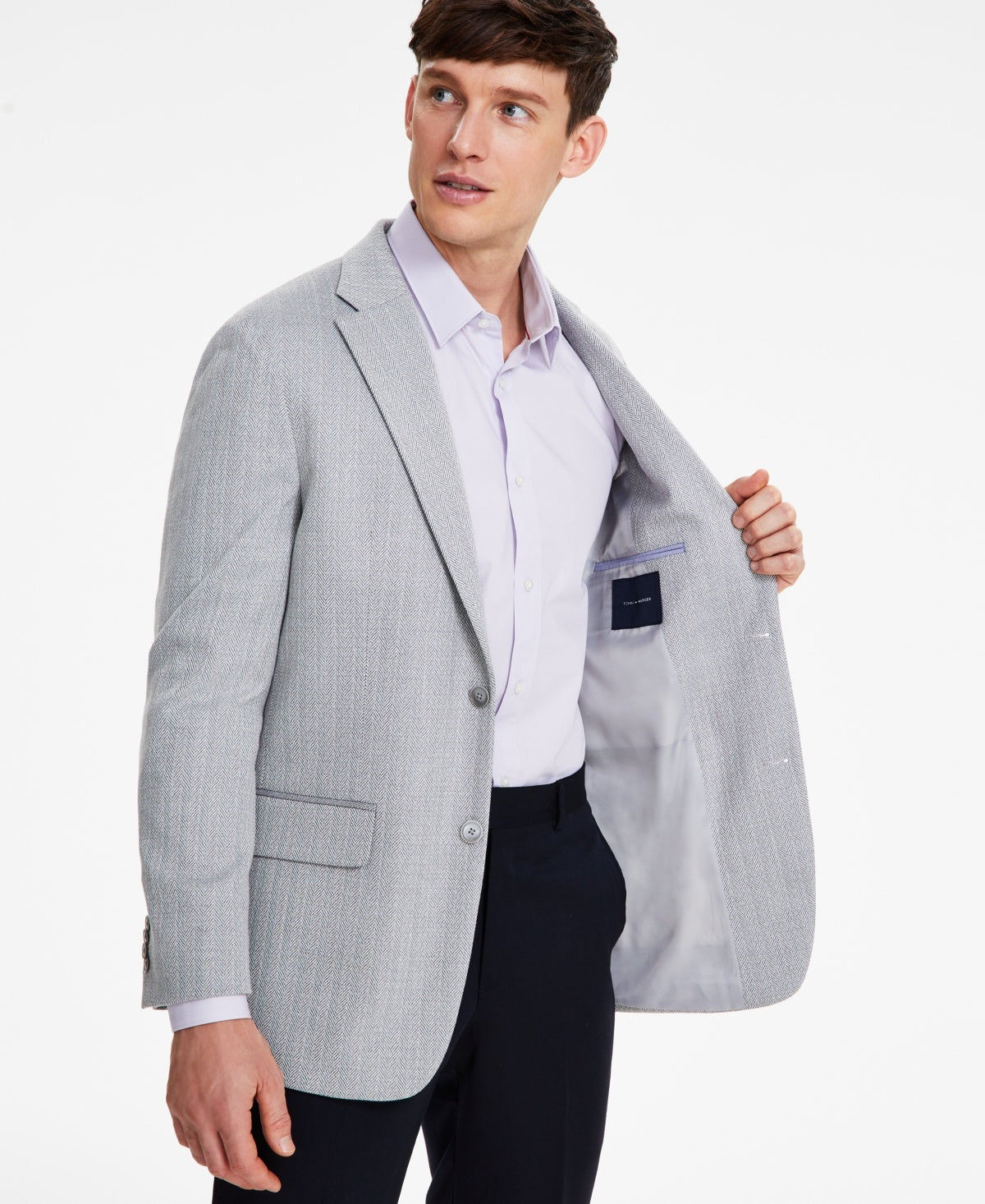 Tommy Hilfiger Mens Regular fit Sport Coat Blazer 36 S Grey Herringbone