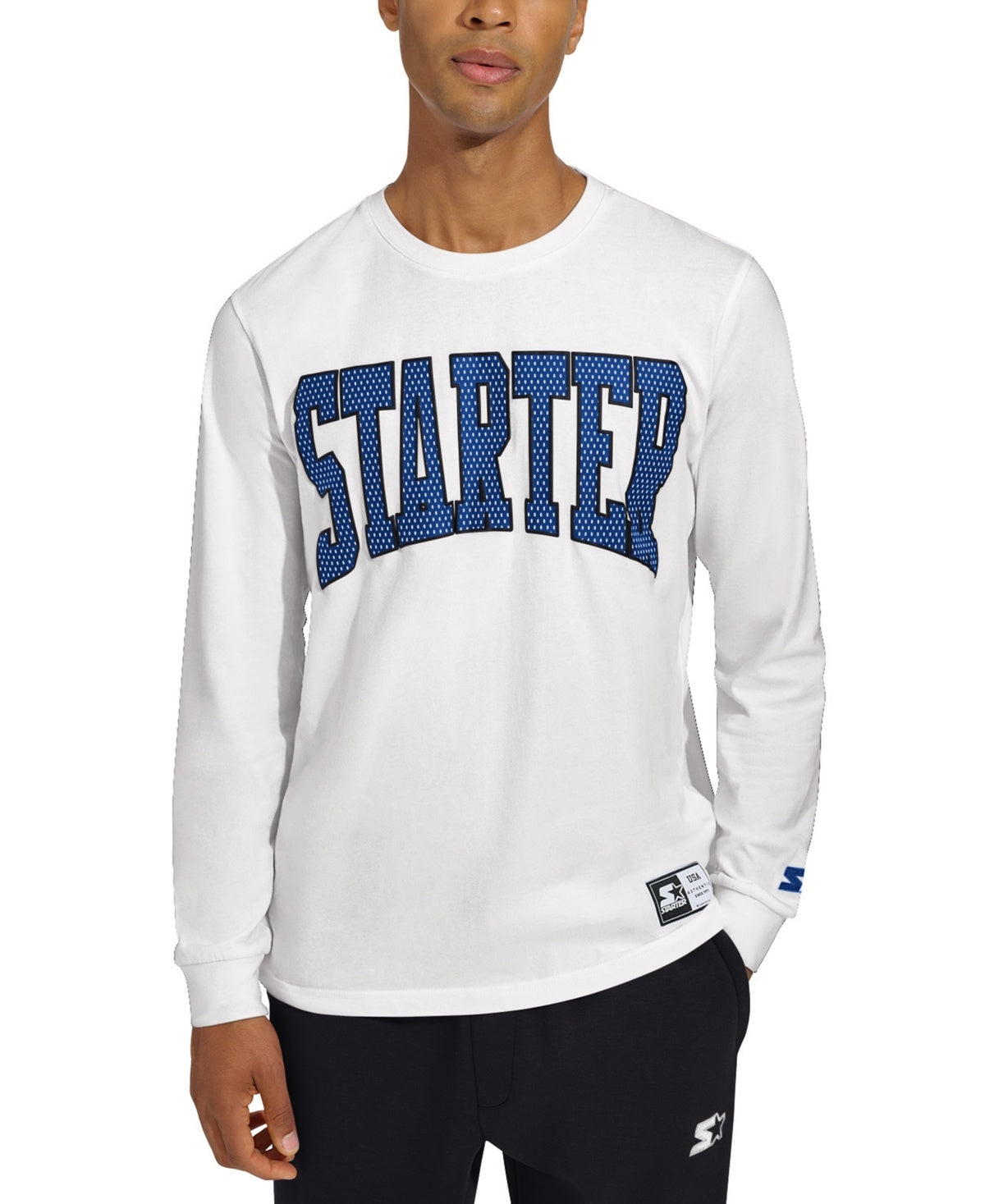 Starter Mens Regular fit Long Sleeve Graphic T-Shirt Shirt Small White Solid