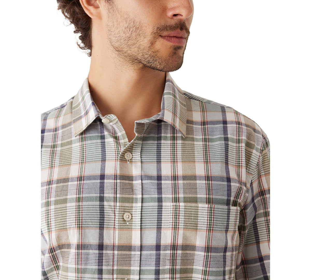 Frank And Oak Men's Button Up Plaid Shirt Green Small