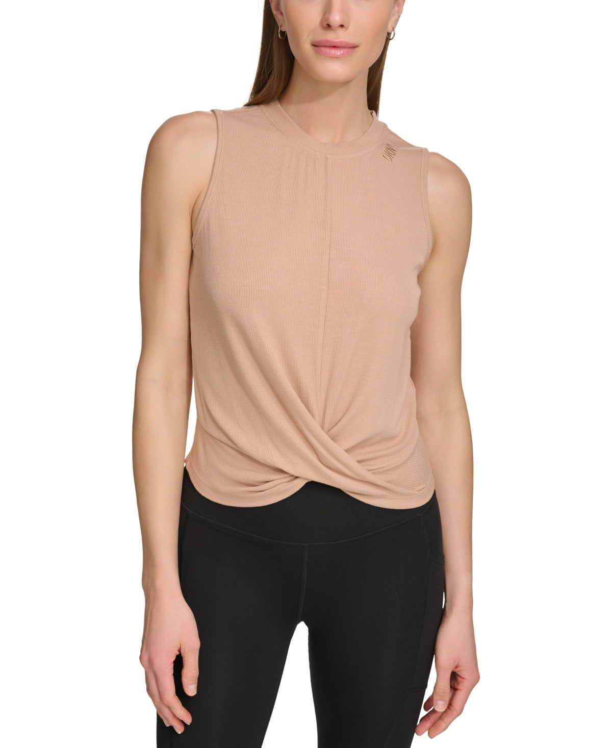Dkny Womens Regular fit Sleeveless Tank Top Shirt Xl Brown Solid