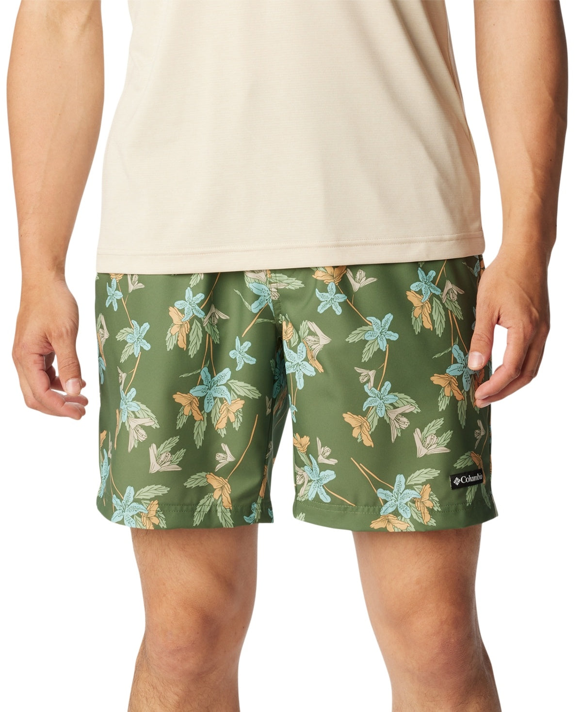 Columbia Men Regular fit Casual Shorts XL / 6 Green Floral Stretch