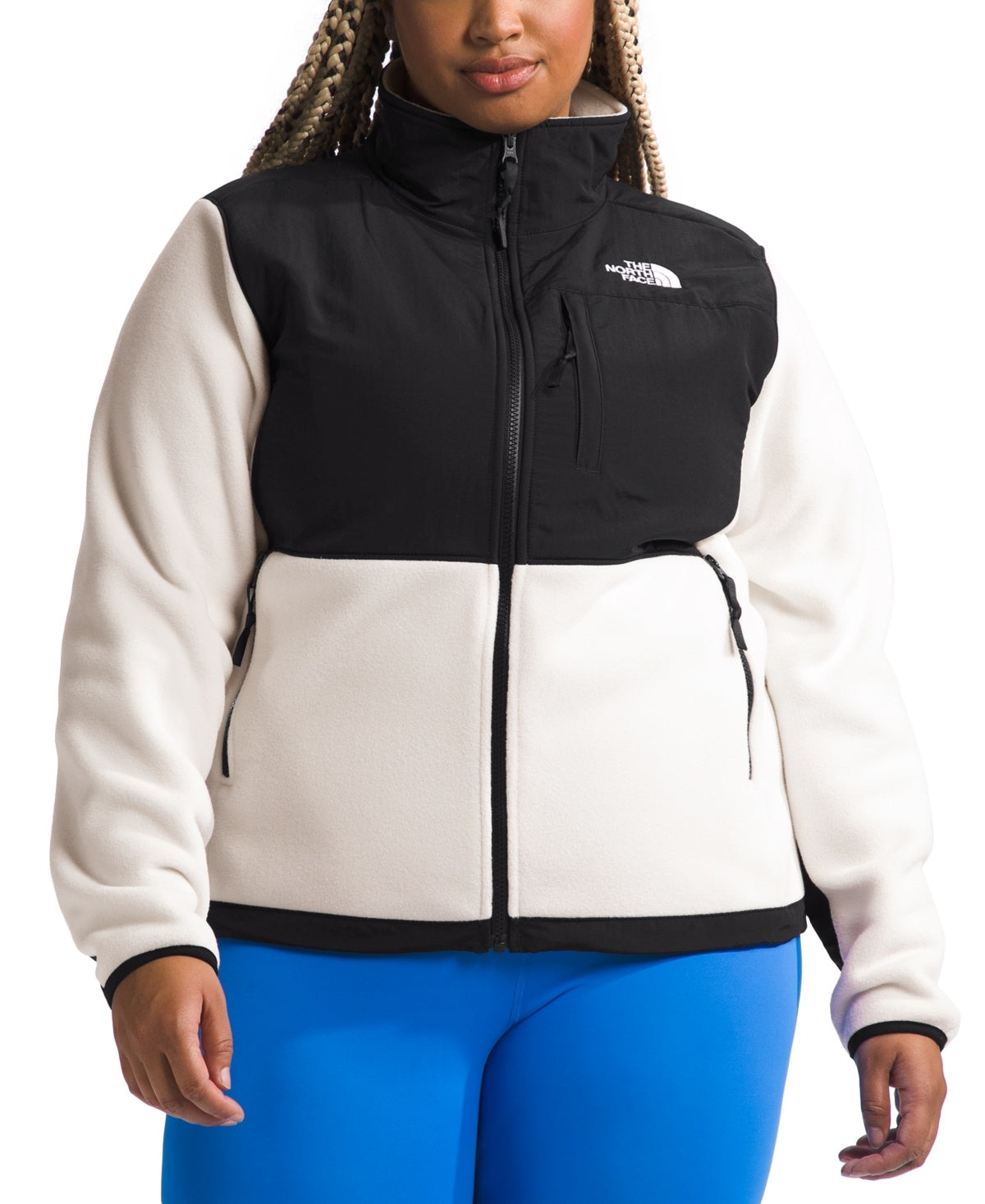 The North Face Womens Full Zip Denali Coat Jacket White Black 3XL