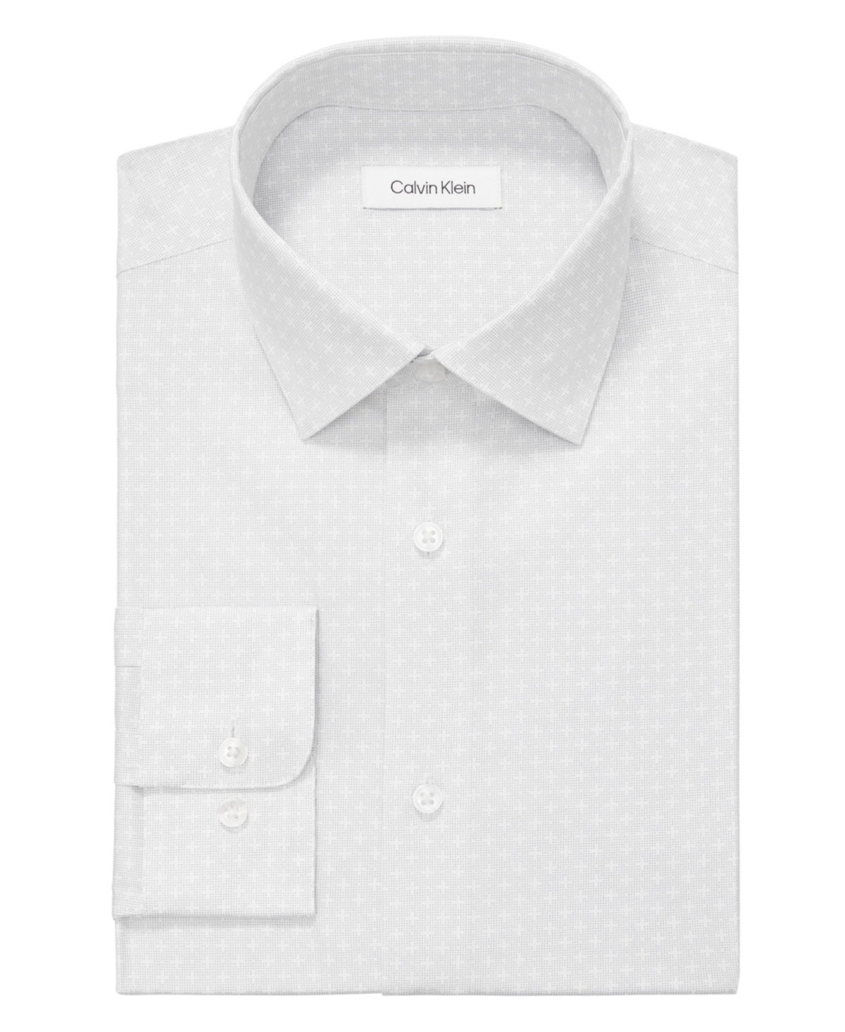 Calvin Klein Mens Slim fit Dress Shirt XL 17.5 in 32-33 Light Grey Geometric