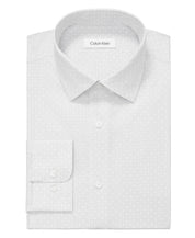 Calvin Klein Mens Slim fit Dress Shirt XL 17.5 in 32-33 Light Grey Geometric