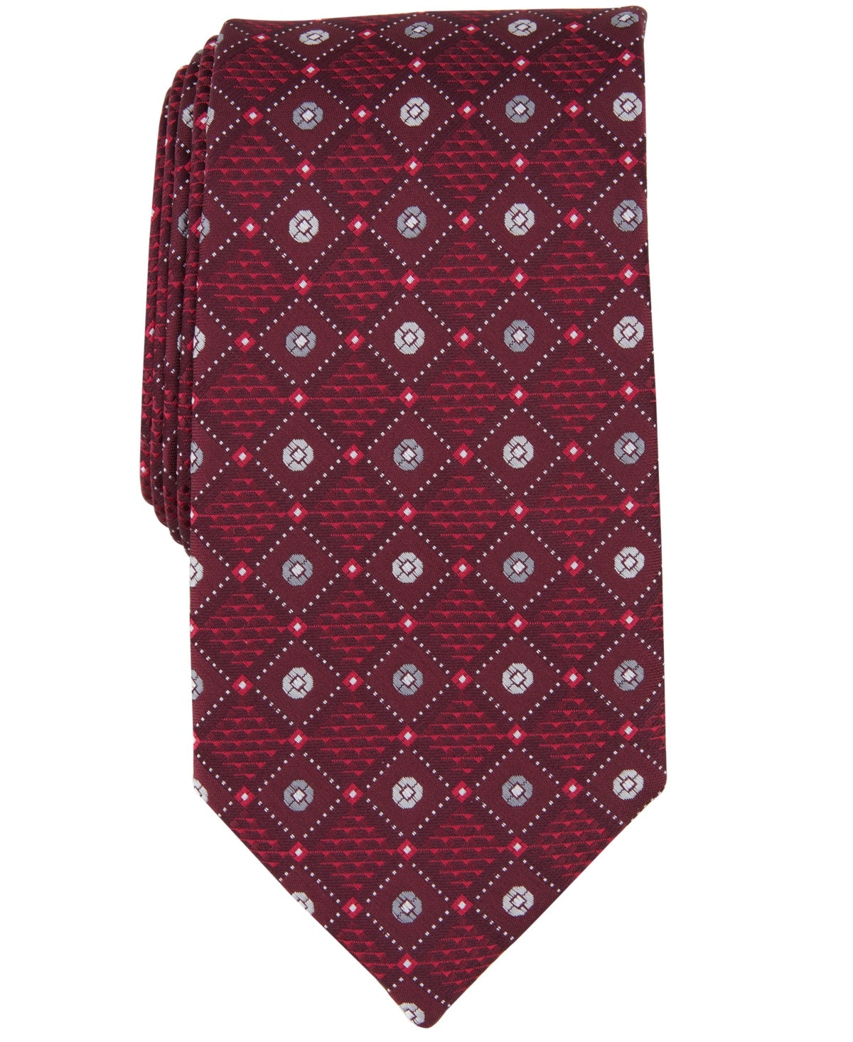 Perry Ellis Men Regular fit Tie Necktie One Size Red Diamond Medallio