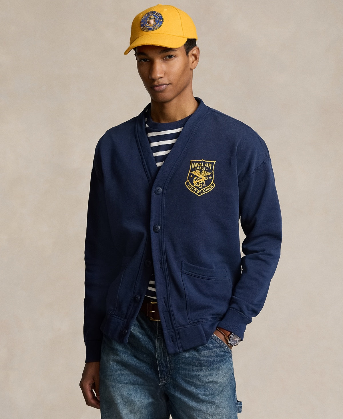 Polo Ralph Lauren Mens Regular fit Fleece Cardigan Sweater Large Blue