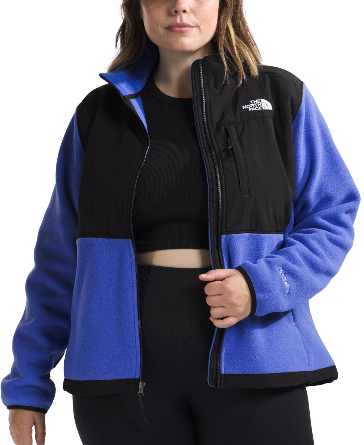 The North Face Women Denali Full Zip Fleece Jacket 1X Blue Solid