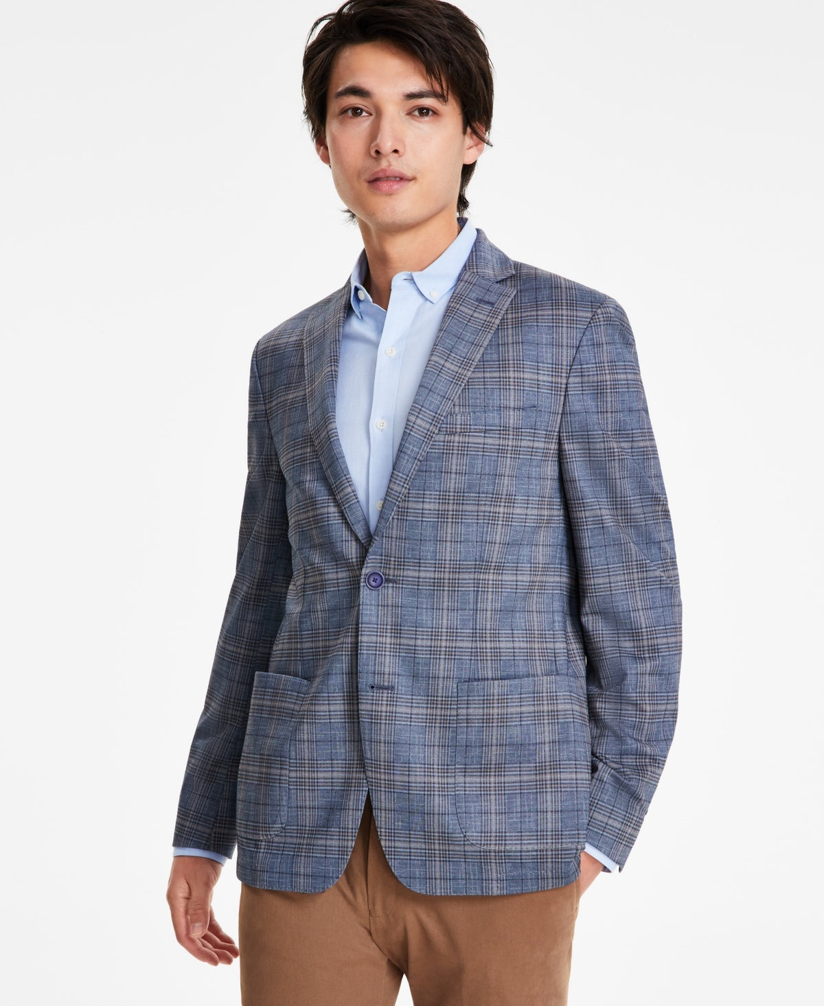 Bar Iii Mens Slim fit Sport Coat Blazer 36 S Blue Plaid