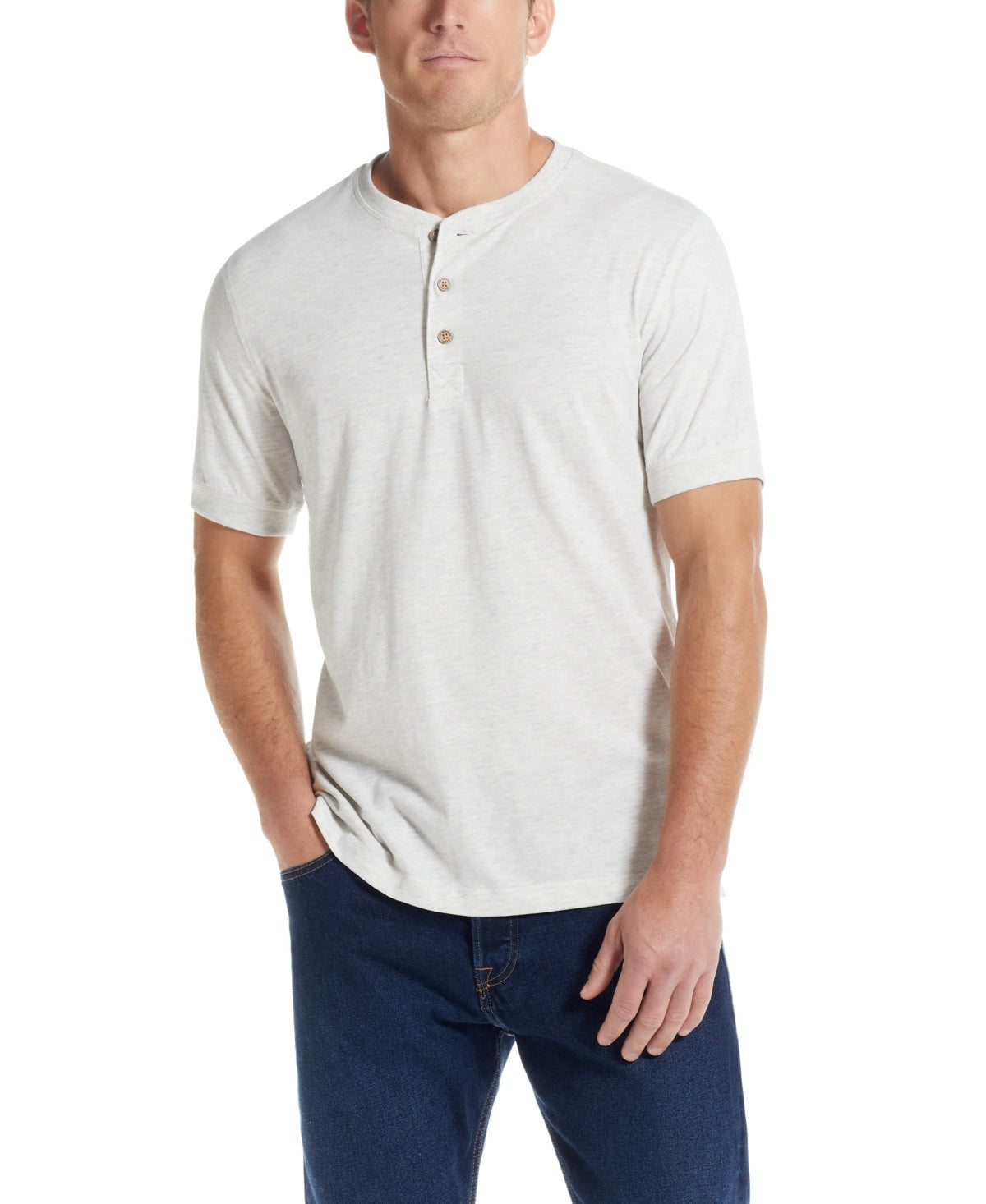 Weatherproof Vintage Mens Regular fit Short Sleeve Henley Shirt XXL White