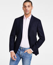 Kenneth Cole Reaction Mens Slim fit Linen Sport Coat Blazer 46 R Dark Blue Solid