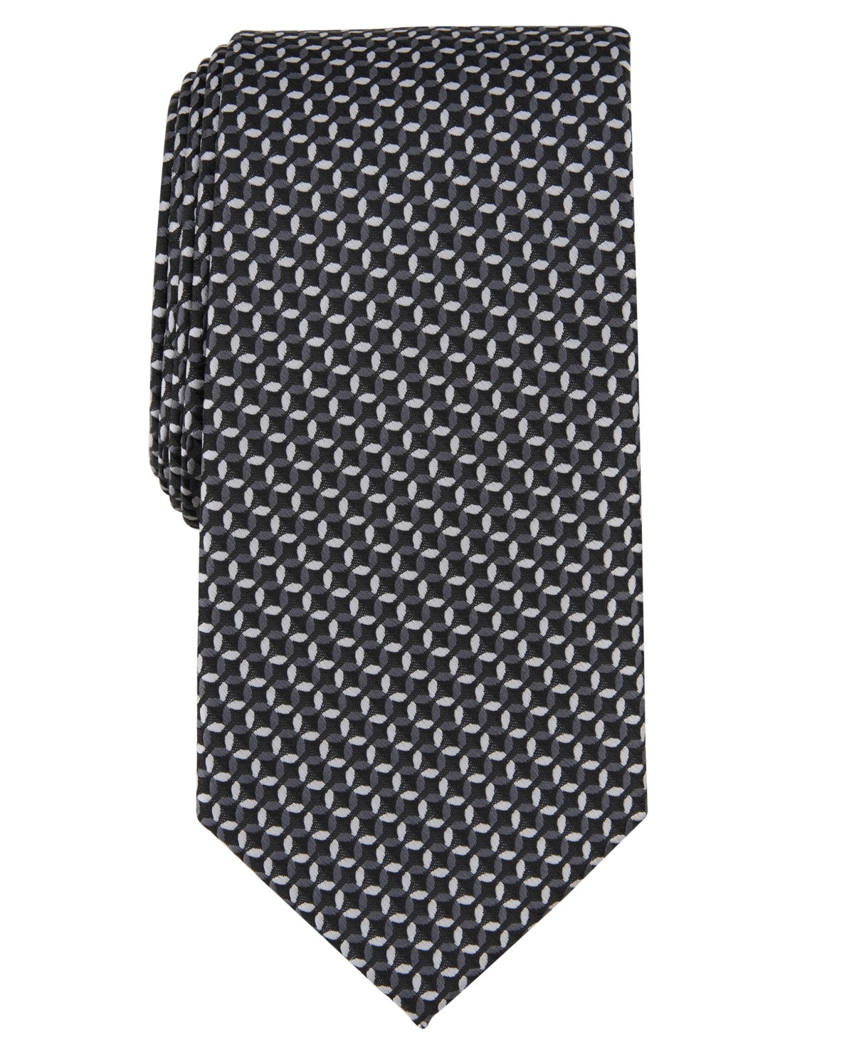 Perry Ellis Mens Classic fit Tie Necktie One Size Black Mini Chevron