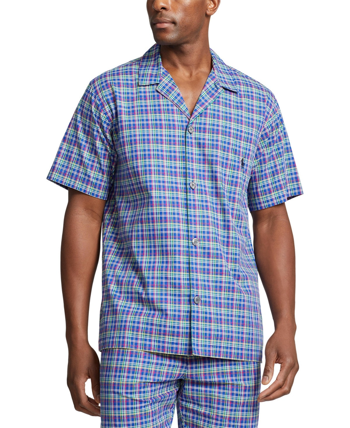 Polo Ralph Lauren Mens Regular fit Short Sleeve Button-Up Sleepwear Medium Blue