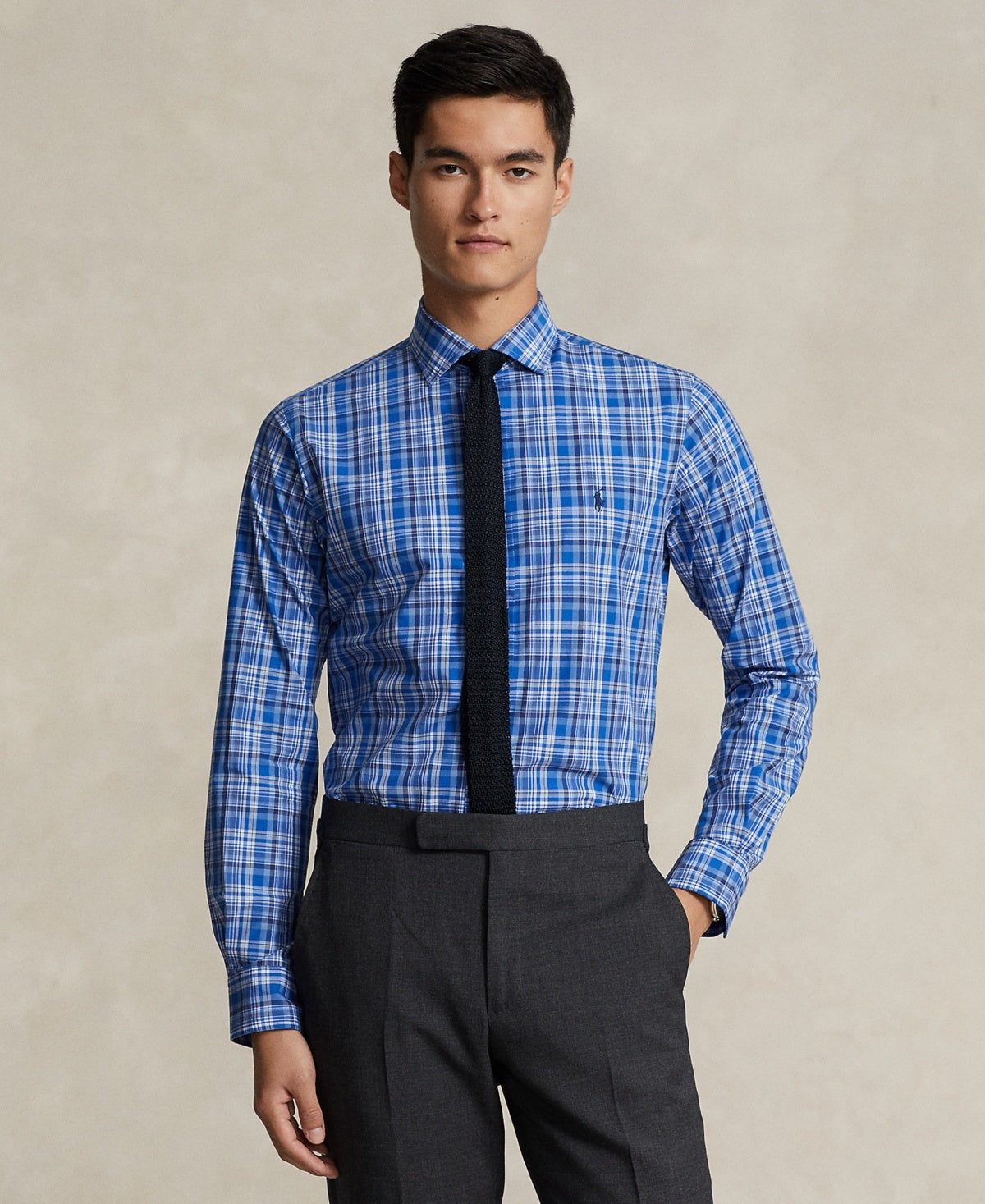 Polo Ralph Lauren Mens Classic fit Long Sleeve Button-Up Shirt Small Blue Plaid