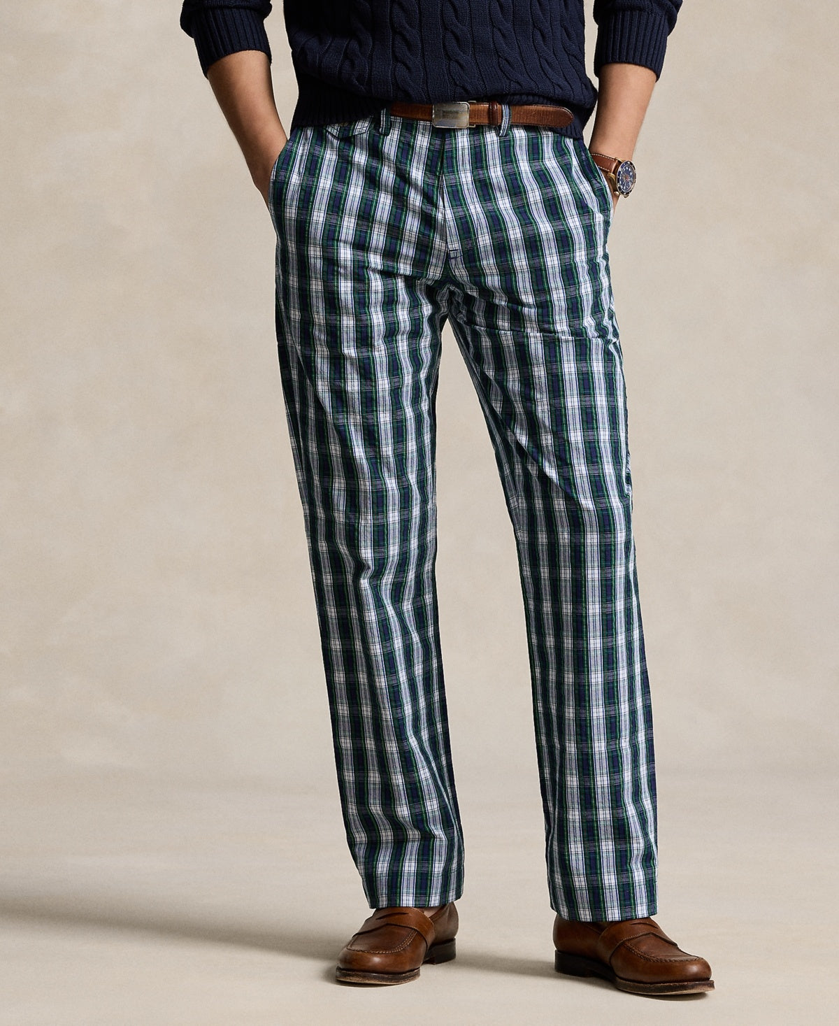 Polo Ralph Lauren Mens Classic fit Casual Pants 36 / 32 Blue Plaid