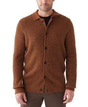Frank And Oak Mens Collared Button Down Overshirt Sweater Spice Orange Large