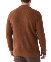 Frank And Oak Mens Collared Button Down Overshirt Sweater Spice Orange Large