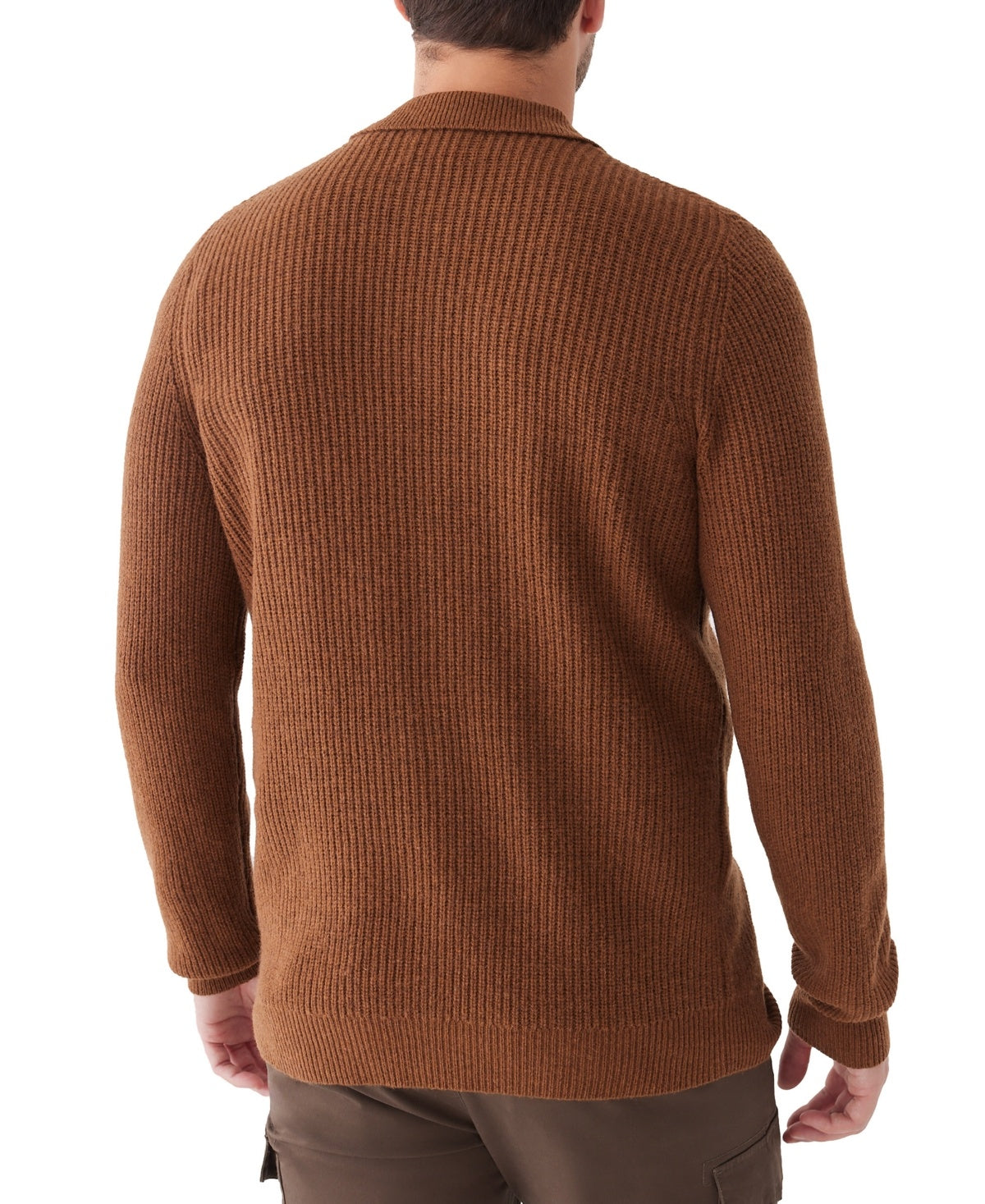 Frank and Oak Mens Regular fit Button-Up Sweater XXL Orange Solid