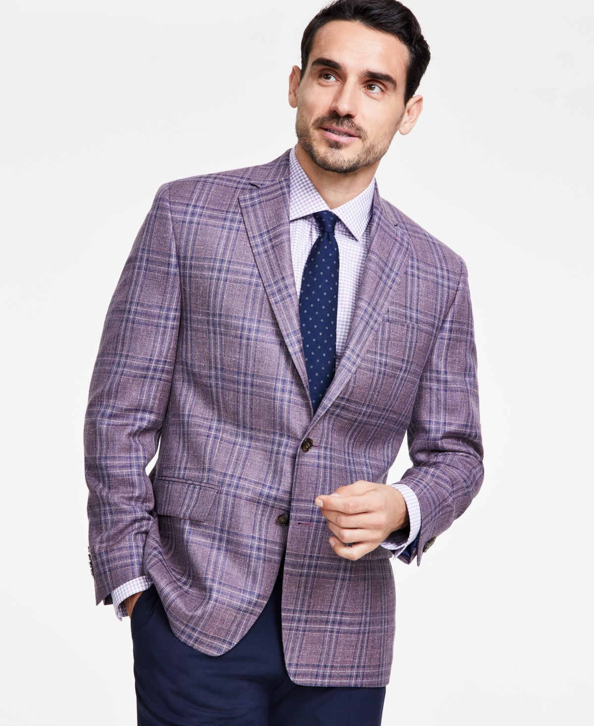Michael Kors Mens Classic fit Sport Coat Blazer 40 S Berry Red Plaid