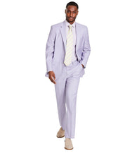 Nautica Mens Modern fit 2 Piece Suit 40 S / 34 Waist Purple Lilac Solid Stretch