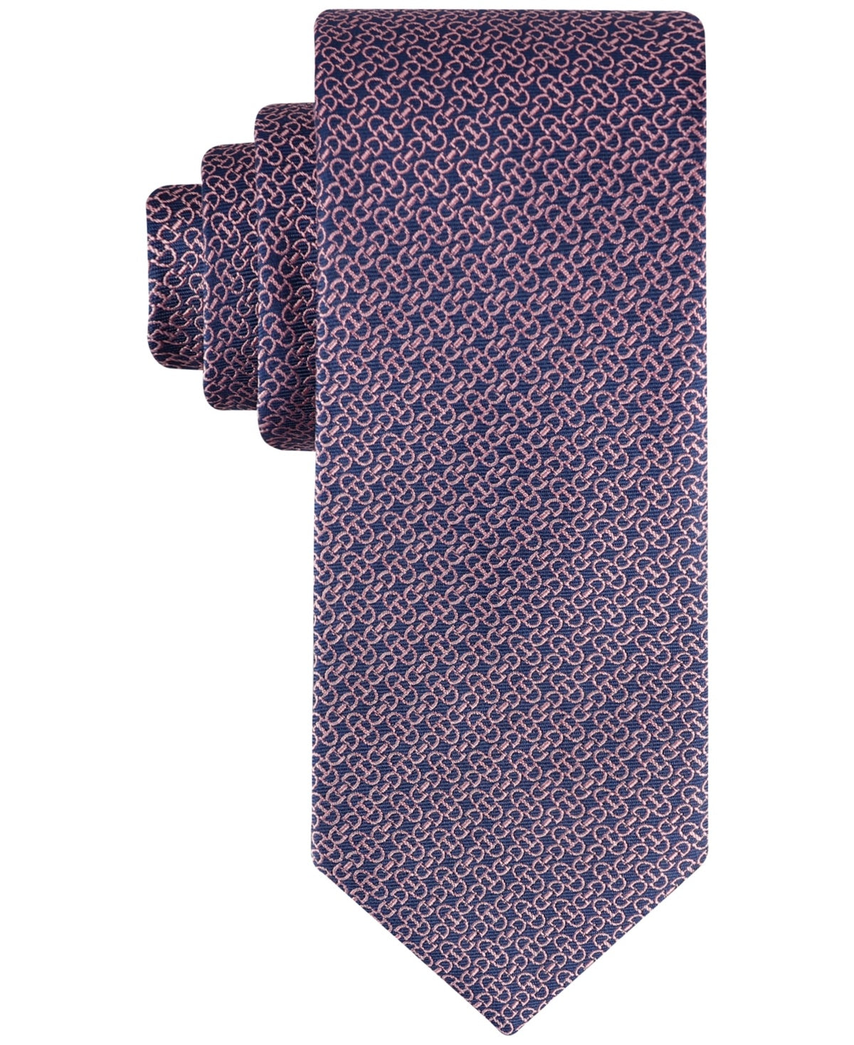 Tommy Hilfiger Mens Tie Necktie One Size Pink Geometric Derby Geo