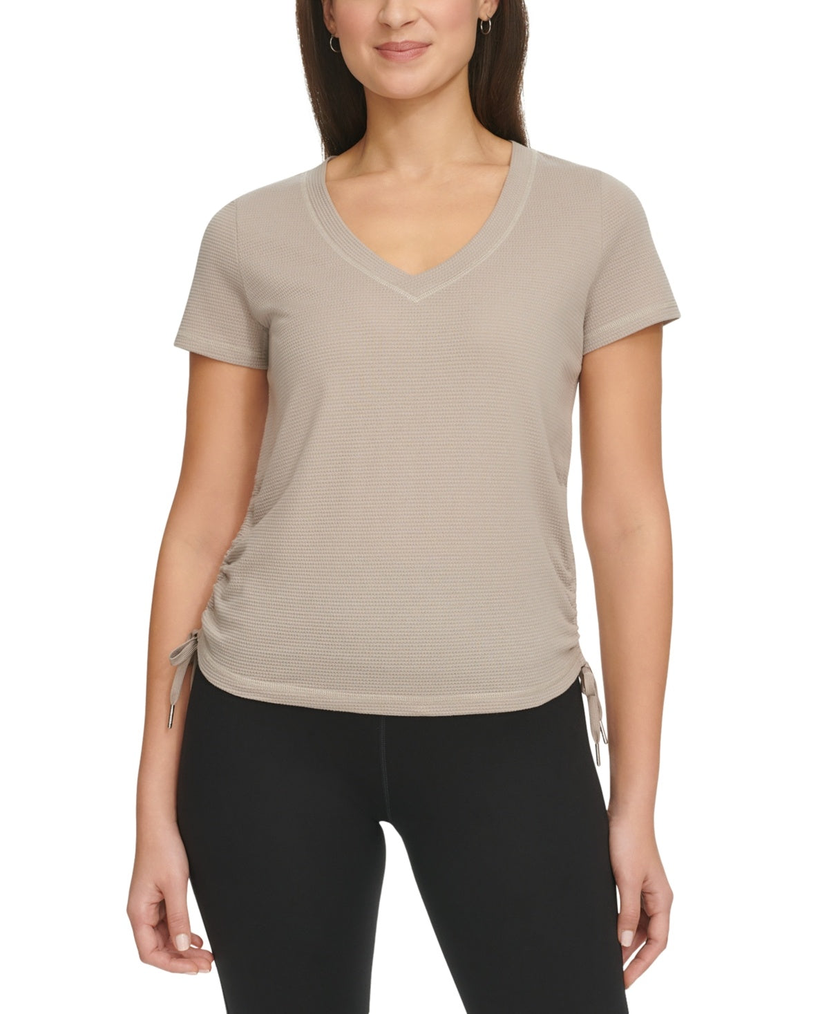 Calvin Klein Women Regular fit Short Sleeve T-Shirt Shirt Large Beige Solid