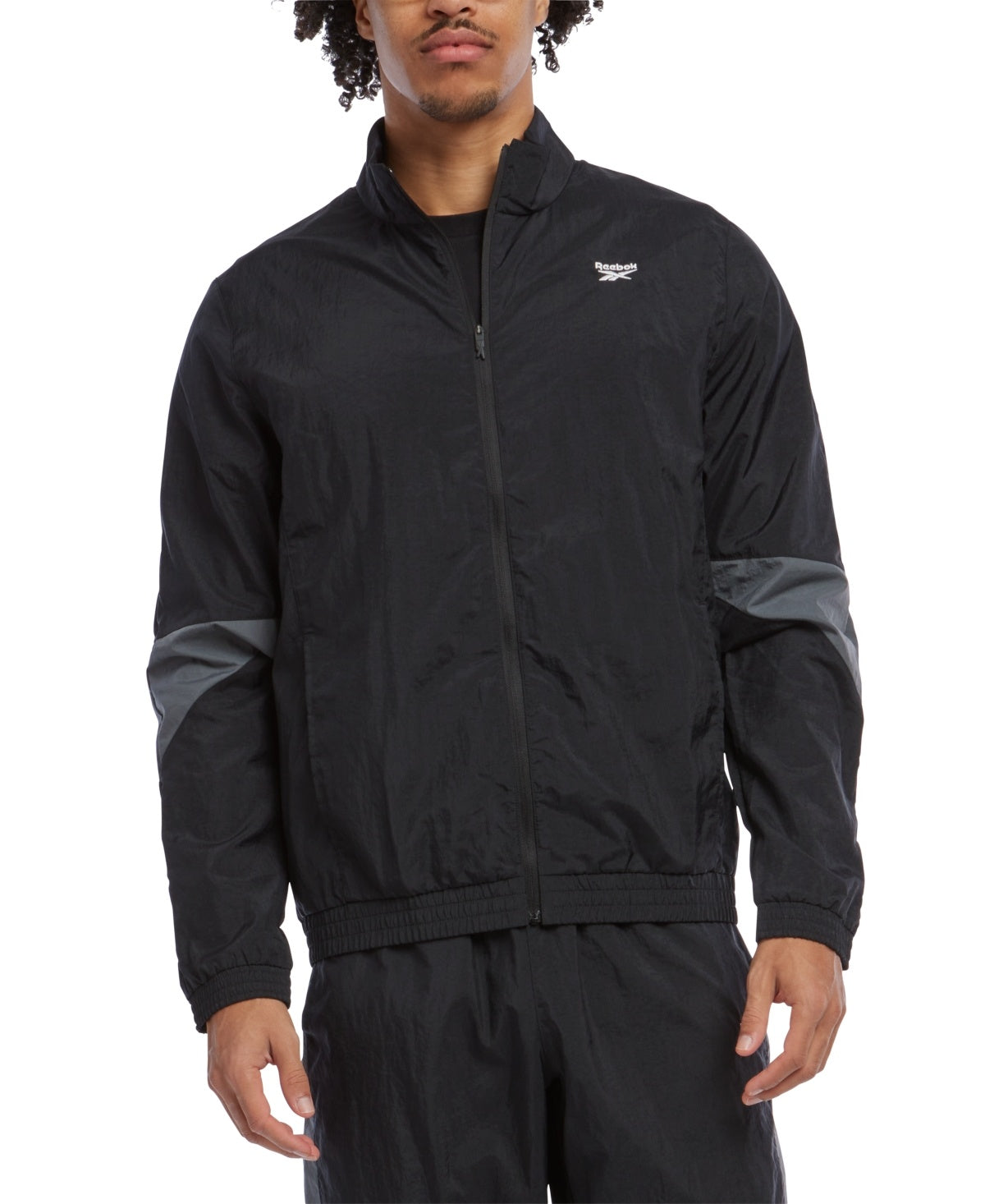 Reebok Men Regular fit Track Jacket Coat Large Black Solid