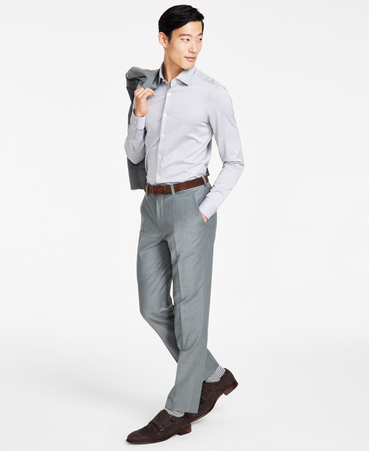 Hugo Boss Mens Modern fit Dress Pants Pants 40 / 32 Green Solid Stretch