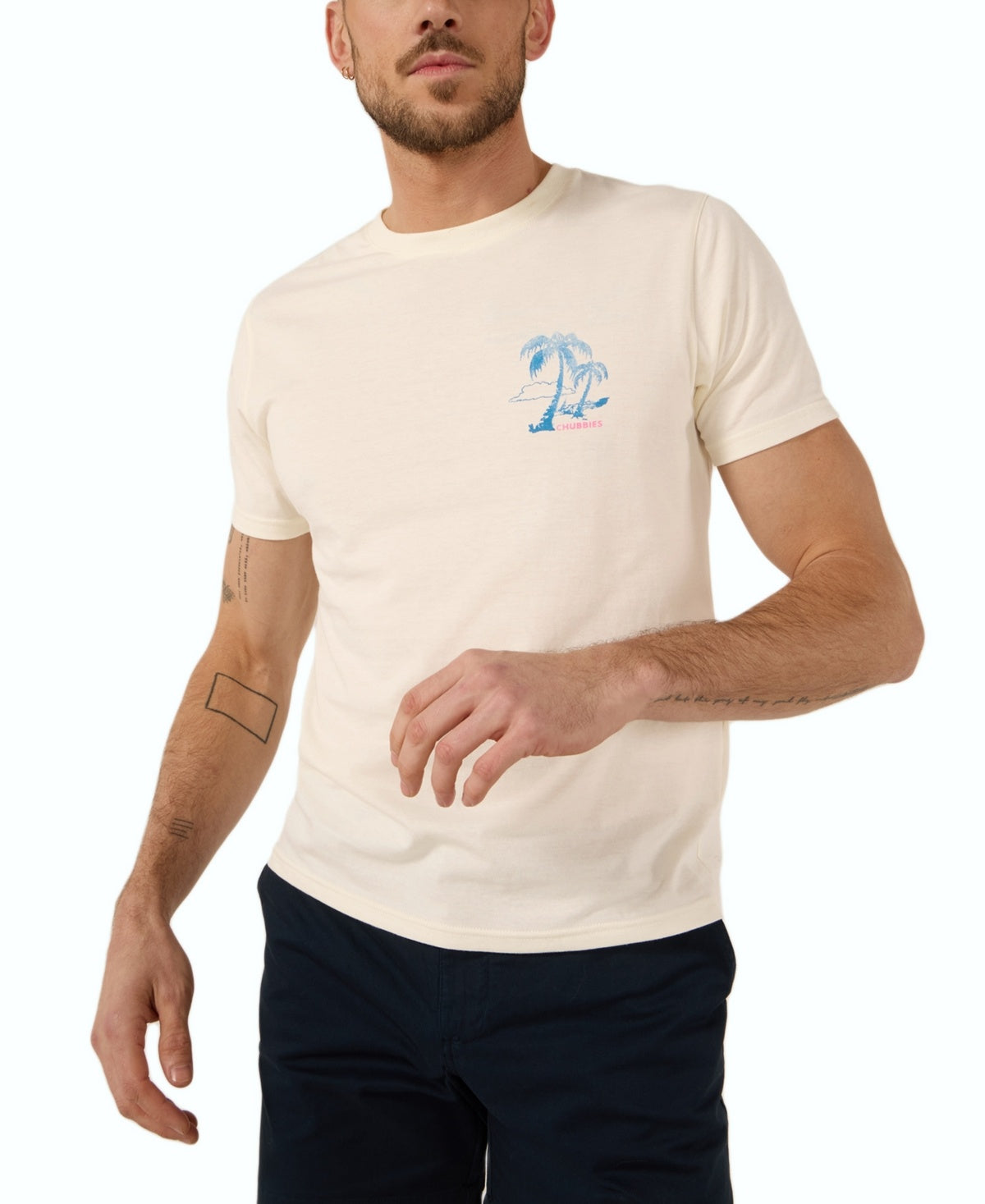 Chubbies Mens Relaxed fit Short Sleeve T-Shirt Shirt XL Beige Logo Print