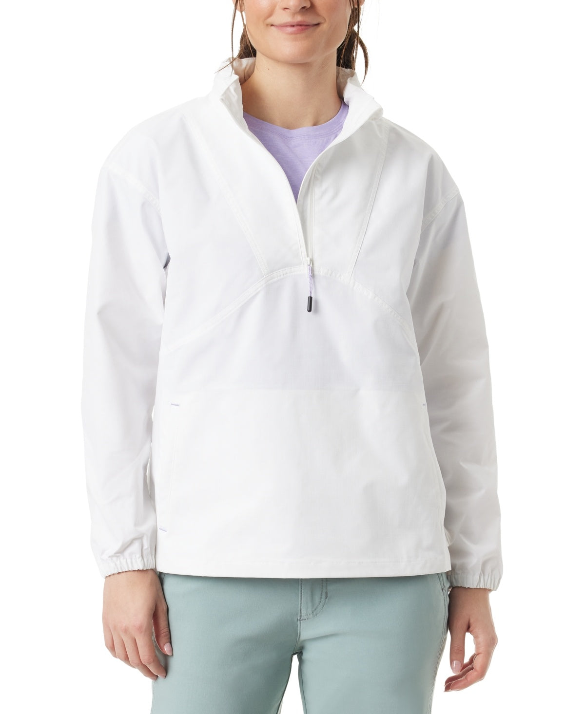 Bass Outdoor Women Half Zip Coat Medium White Solid