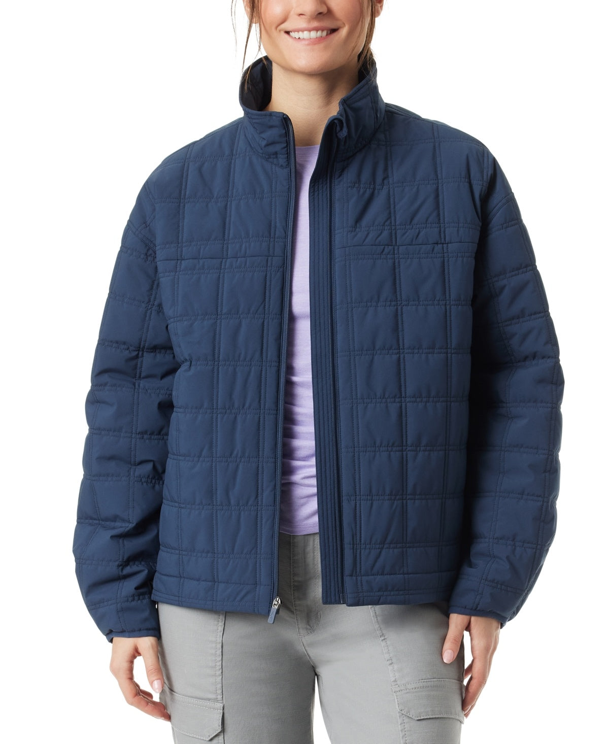 Bass Outdoor Womens Puffer Jacket Coat Large Blue Oversized Solid
