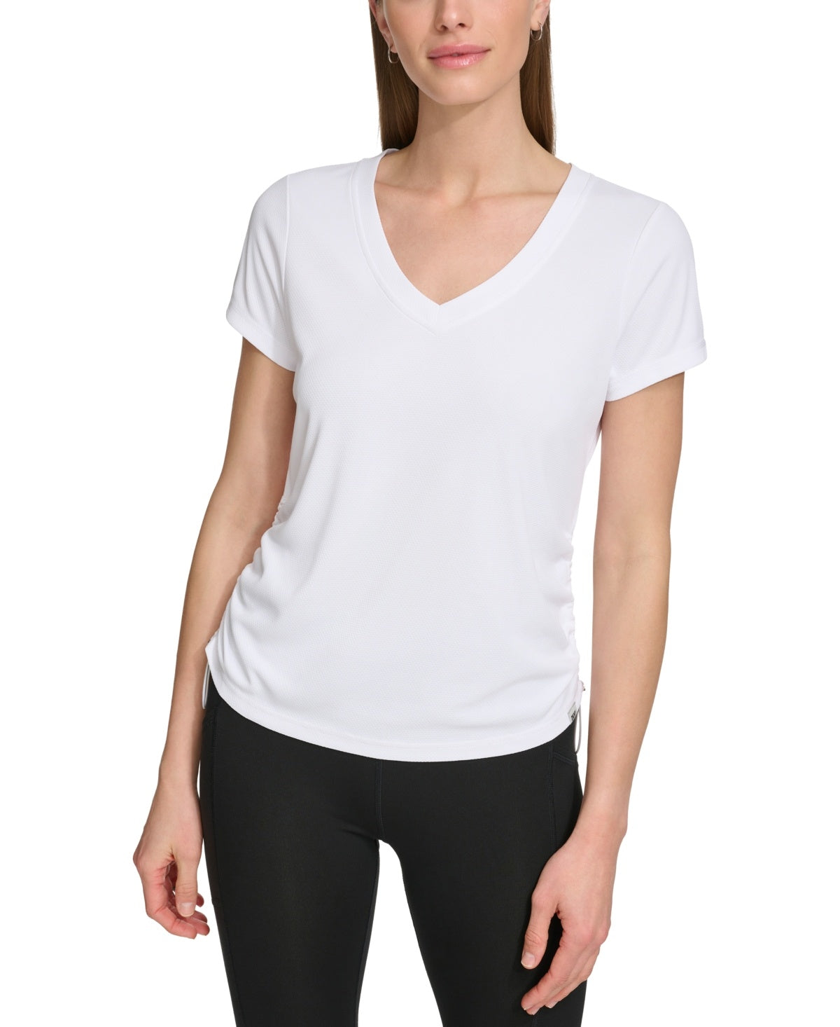 Dkny Women Regular fit Short Sleeve T-Shirt Shirt Large White Solid