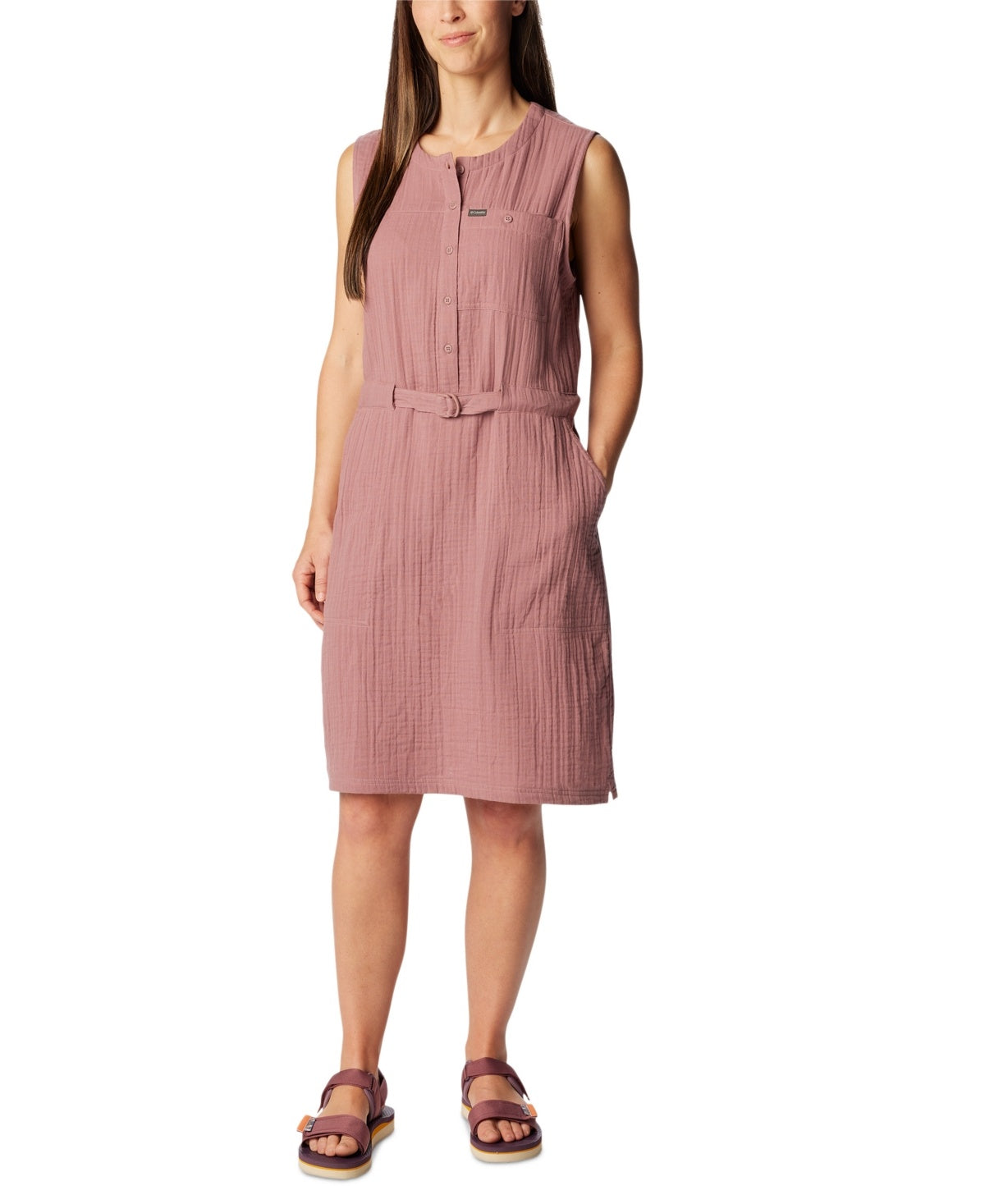 Columbia Women's Sleeveless Holly Hideaway Breezy Cotton Dress Pink XS