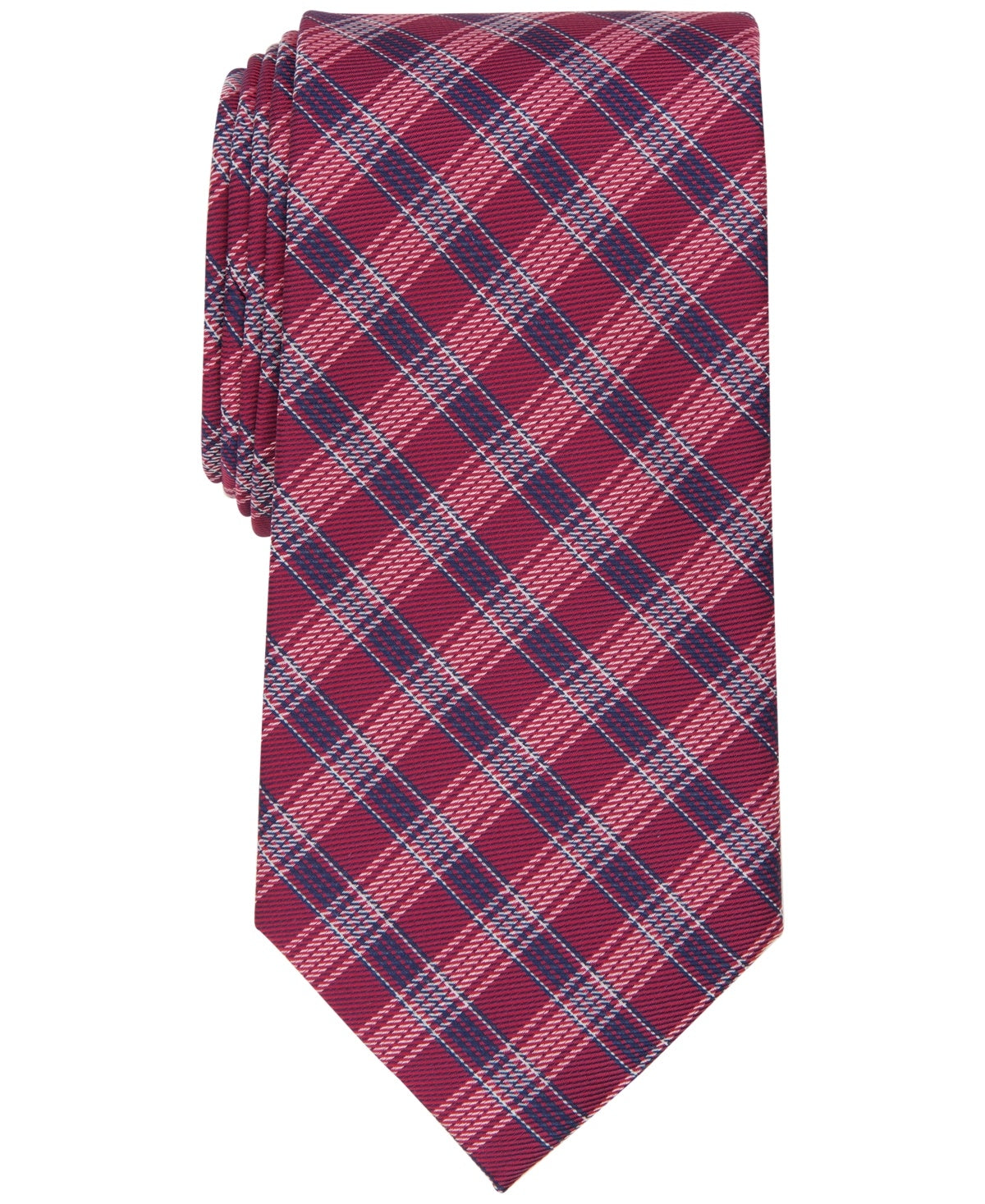 Club Room Mens Regular fit Tie Necktie One Size Red Blue Plaid